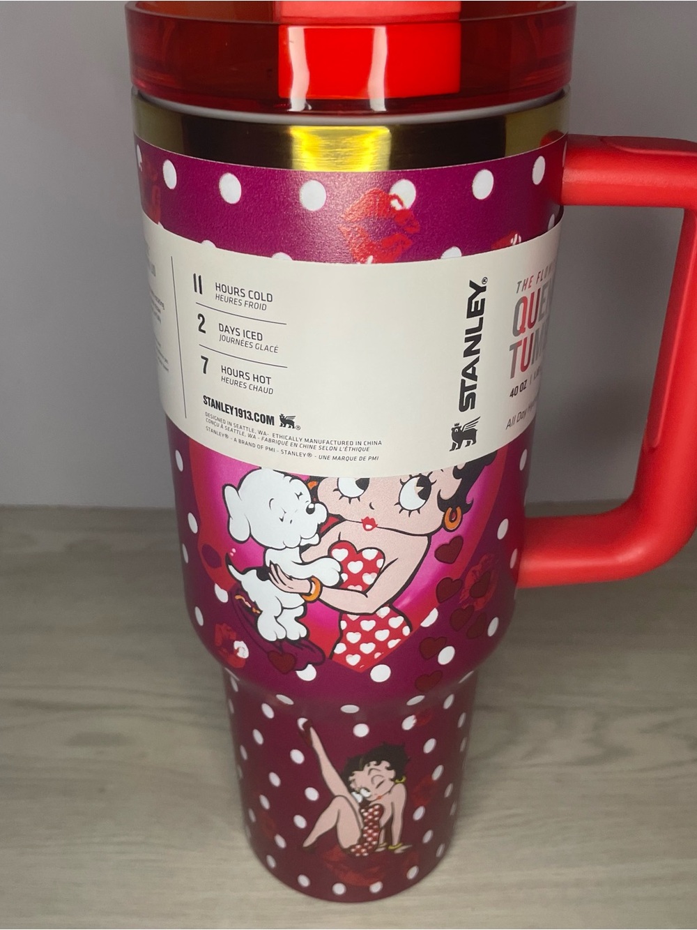 NIB Stanley x Betty Boop Collab Red The Flowstate Quencher H2.0 Tumbler 40oz - Picture 5 of 12